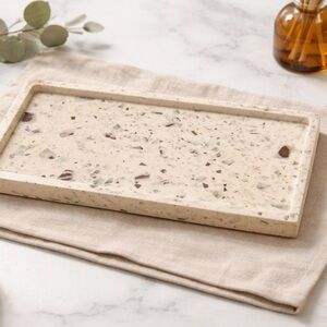 Elegant Cream and Brown Terrazzo Vanity Tray